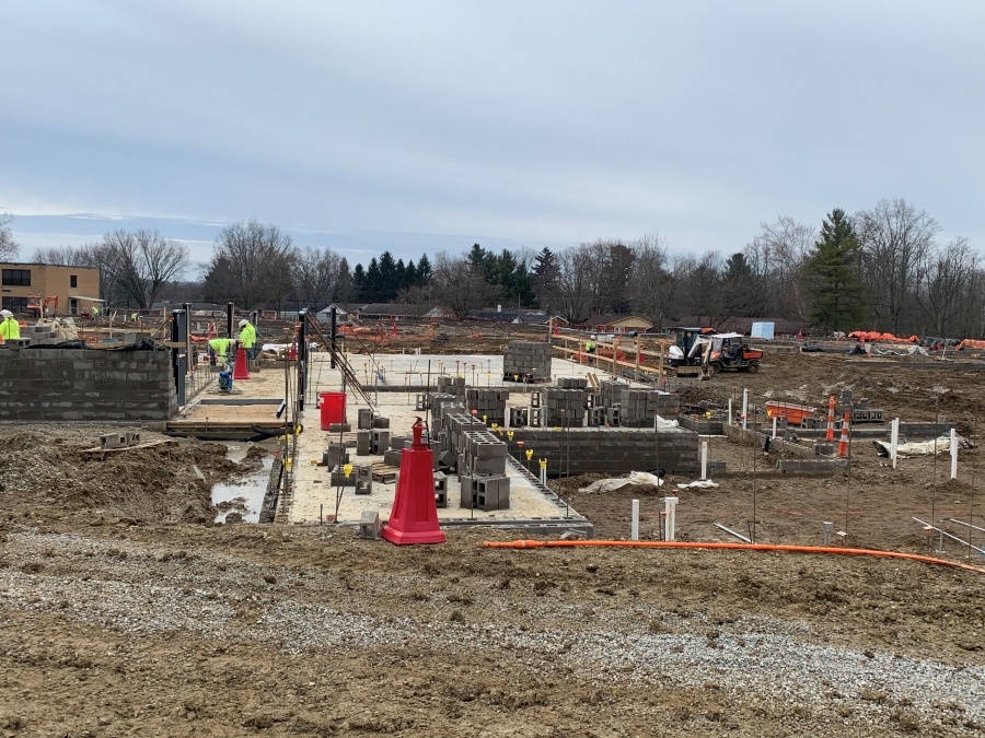 concrete pad on a construction site